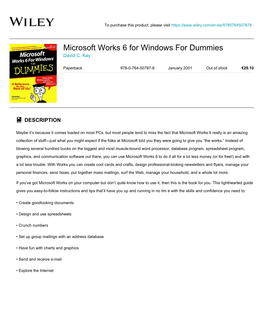 Microsoft Works 6 for Windows for Dummies David C