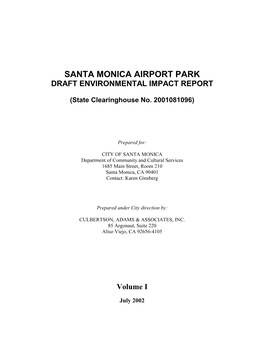 Santa Monica Airport Park Draft Environmental Impact Report