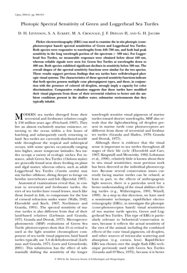 Photopic Spectral Sensitivity of Green and Loggerhead Sea Turtles