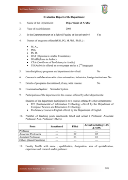 Department of Arabic 2. Year of Establishment