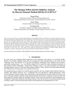 The Shotgun Pellets Interior Ballistics Analysis by Discrete Element Method (DEM) of LS-DYNA®