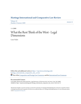 What the Rest Think of the West - Legal Dimensions, 32 Hastings Int'l & Comp