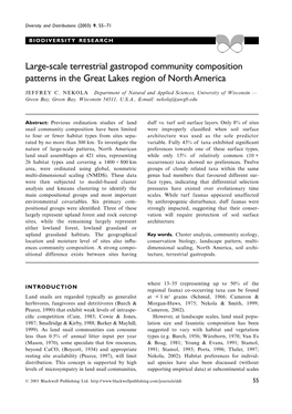 Large-Scale Terrestrial Gastropod Community Composition Patterns in the Great Lakes Region of North America