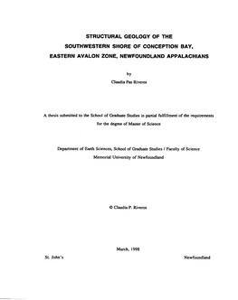 Structural Geology of the Southwestern Shore of Conception Bay, Eastern Avalon Zone, Newfoundland Appalachians