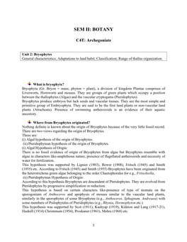 SEM II BOTANY C4T Unit 2 Bryophyte.Pdf