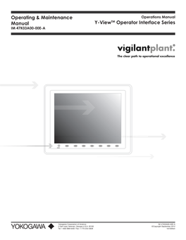 Operating & Maintenance Manual Y-Viewtm Operator Interface Series