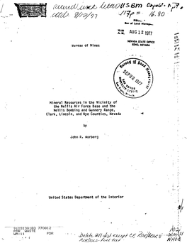 Mineral Resources in the Vicinity of the Nellis Air Force Base and the Nellis Bombing and Gunnery Range, Clark, Lincoln, and Nye Counties, Nevada -.4