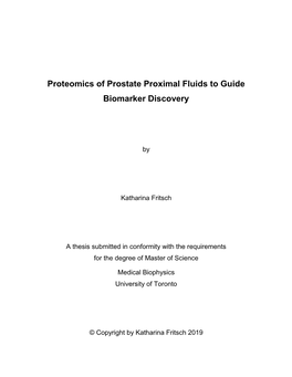 Proteomics of Prostate Proximal Fluids to Guide Biomarker Discovery