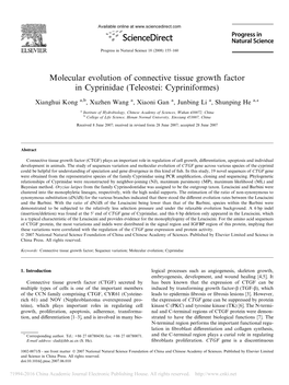 Molecular Evolution of Connective Tissue Growth Factor in Cyprinidae (Teleostei: Cypriniformes)