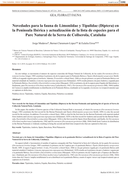 Novedades Para La Fauna De Limoniidae Y Tipulidae (Diptera)