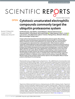 Cytotoxic Unsaturated Electrophilic Compounds Commonly Target The