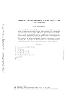 Arxiv:1905.05306V1 [Math.DG] 13 May 2019