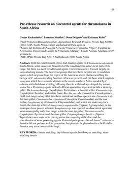 Pre-Release Research on Biocontrol Agents for Chromolaena in South Africa