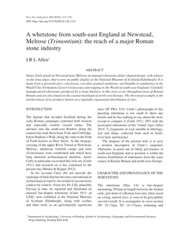 A Whetstone from South-East England at Newstead, Melrose (Trimontium): the Reach of a Major Roman Stone Industry