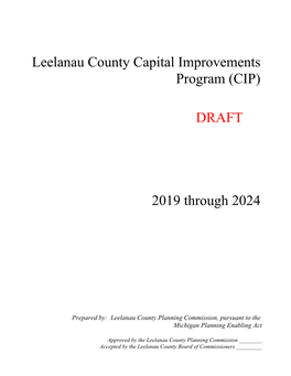 Leelanau County Capital Improvements Program (CIP) 2019