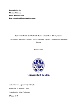 Leiden University Master of Science Public Administration International and European Governance