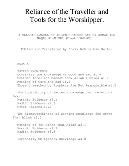 Reliance of the Traveller and Tools for the Worshipper