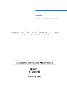 Confidential Information Memorandum