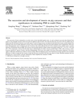 The Succession and Development of Insects on Pig Carcasses and Their