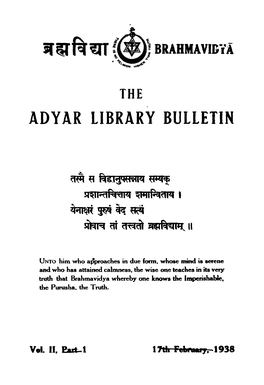 Adyar Library Bulletin