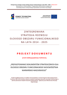 Strategia Rozwoju Ełckiego Obszaru Funkcjonalnego Na Lata 2014