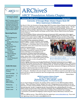 Archives ® Achievement Rewards ARCS Foundation Atlanta Chapter for College Scientists Volume No