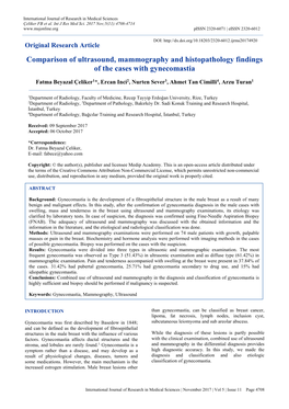 Comparison of Ultrasound, Mammography and Histopathology Findings of the Cases with Gynecomastia