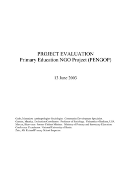 PROJECT EVALUATION Primary Education NGO Project (PENGOP)