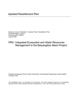 Updated Resettlement Plan PRC: Integrated Ecosystem and Water