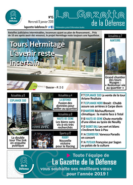 N°15 La Gazette Mercredi 9 Janvier 2019 De La Défense Lagazette-Ladefense.Fr Hebdomadaire Gratuit D’Informations Locales