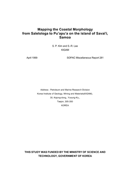 Mapping the Coastal Morphology from Salelologa to Pu'apu'a on the Island