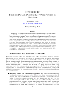 BITSCREENER Financial Data and Content Ecosystem Powered by Blockchain