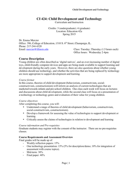 CI 424: Child Development and Technology Curriculum and Instruction