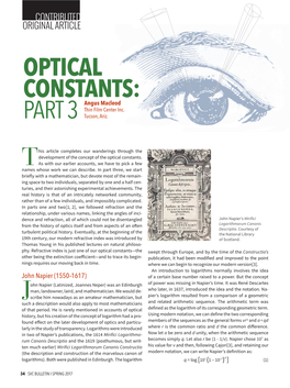 OPTICAL CONSTANTS: Angus Macleod Thin Film Center Inc