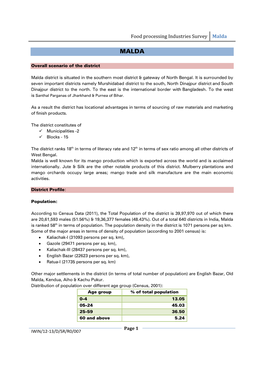 Food Processing Industries Survey Malda