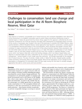 Land Use Change and Local Participation in the Al Reem Biosphere Reserve, West Qatar Paul Sillitoe1,2*, Ali a Alshawi1, Abdul K Al-Amir Hassan1