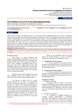 The Position of Tor Tor in the Mandailing Society Rosmilan Pulungan*, Adrial Falahi, Lisa Septia Dewi Br