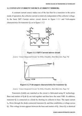 1.1 CONSTANT CURRENT SOURCE (CURRENT MIRROR) a Constant