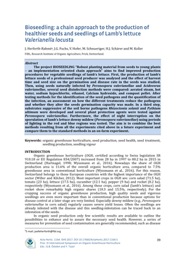 A Chain Approach to the Production of Healthier Seeds and Seedlings of Lamb’S Lettuce Valerianella Locusta