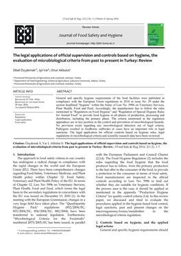 The Legal Applications of Official Supervision and Controls Based on Hygiene, the Evaluation of Microbiological Criteria from Past to Present in Turkey: Review