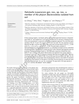 Description of the Family Flammeo- for Strain Isolation, the Soil Sample Was Thoroughly Virgaceae Was Formally Established by Yoon Et Al