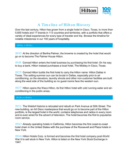 A Timeline of Hilton History