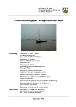 Aalbewirtschaftungsplan Für Das Rheingebiet
