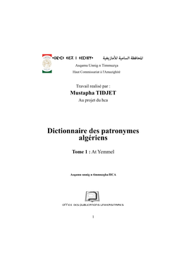 Dictionnaire Des Patronymes Algériens