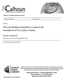 The Low-Rodgers Expedition: a Study in the Foundations of U.S. Policy in Korea