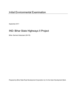 IEE: India: Bihta-Sarmera Subproject (SH-78), Bihar State Highways II Project