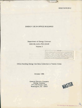 ENERGY USE in OFFICE BUILDINGS Department of Energy Contract