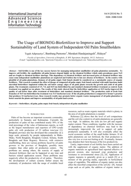 The Usage of BIOM3G-Biofertilizer to Improve and Support Sustainability of Land System of Independent Oil Palm Smallholders