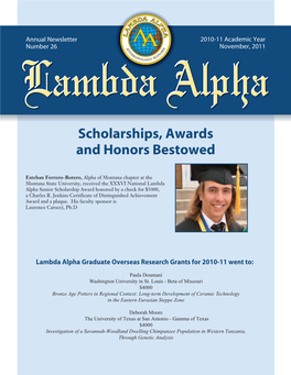 Scholarships, Awards and Honors Bestowed