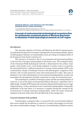 Sustainable Development – State and Prospects Mirosław Borkowski, Oleksandr Moroz, Mykhailo Paslavskyi (Red.) Wydawnictwo GSW • Gdańsk 2020 • ISBN 978-83-66270-12-1